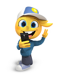 Teenager-Character mit Kappe und Smartphone in der Hand